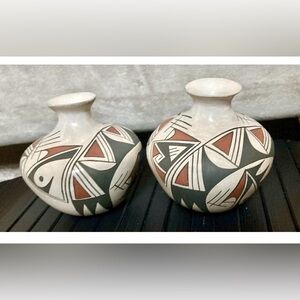 Vintage Mata Ortiz Pottery Vases Lot of 2 Ana Trillo Signed Mexican Art Pottery